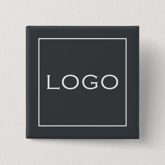 Aanpasbaar zakelijk logo op koolstofgrijs vierkante button 5,1 cm (Voorkant)