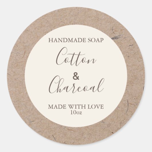 Aanpasbaar zeep-etiket Robuust Kraftpapier Ronde Sticker (Voorkant)