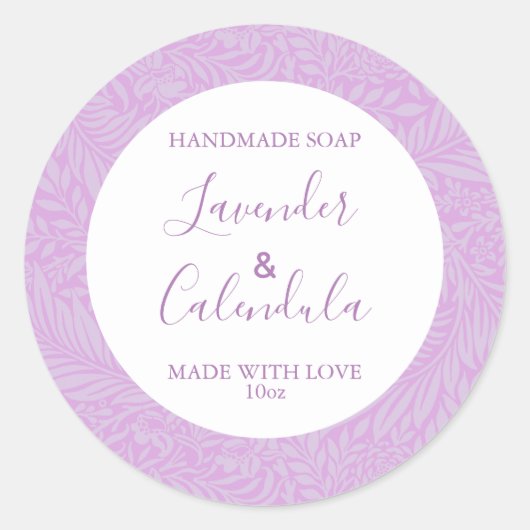 Aanpasbaar zeepetiket bloemenpatroon Lavendel Ronde Sticker (Voorkant)
