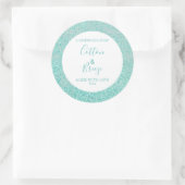 Aanpasbaar zeeplabel bloemenpatroon Aqua Ronde Sticker (Tas)