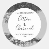 Aanpasbaar zeeplabel bloemmotief monochroom ronde sticker (Voorkant)