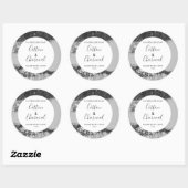 Aanpasbaar zeeplabel bloemmotief monochroom ronde sticker (Vel)