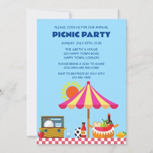 AANPASBAAR ZOMER PICKNICK FEEST KAART (Voorkant)