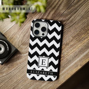 Aanpasbaar zwart en wit Chevron iPhone 15 Pro Max Case