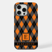 Aanpasbaar Zwart Grijs Oranje Argyle Patroon iPhone Hoesje (Achterkant)