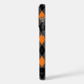 Aanpasbaar Zwart Grijs Oranje Argyle Patroon iPhone Hoesje (Linkerkant)