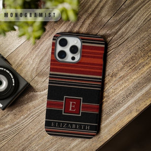 Aanpasbaar Zwart Rood Oranje Wit Azteekse Patroon iPhone 15 Pro Max Case