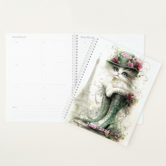 Aanpasbare 20205-2026 Parijse Kat Planner (Display)