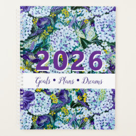 Aanpasbare 2026 Rhapsody-Paars&Witte Hortensia Planner