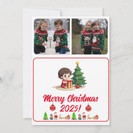 Aanpasbare 2 Foto Traditionele Kerstkaart
