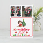 Aanpasbare 2 Foto Traditionele Kerstkaart (Staand voorkant)