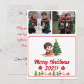 Aanpasbare 2 Foto Traditionele Kerstkaart (Voorkant / Achterkant)