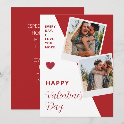 Aanpasbare 2 foto's met tekst platte kerstkaart (Voorkant / Achterkant)