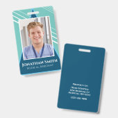 Aanpasbare 2-zijdige werknemers-ID-tag blauw Badge (Voor- en achterkant)