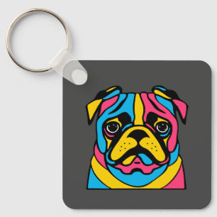 aanpasbare 3-tint pug sleutelhanger