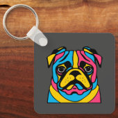 aanpasbare 3-tint pug sleutelhanger (Voorkant)