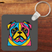 aanpasbare 3-tint pug sleutelhanger (Achterkant)