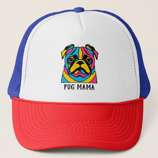 aanpasbare 3-toonpug mama trucker pet (Voorkant)