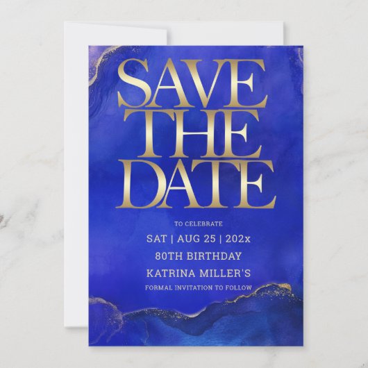 Aanpasbare 80ste verjaardag Save the Date Kaart (Voorkant)