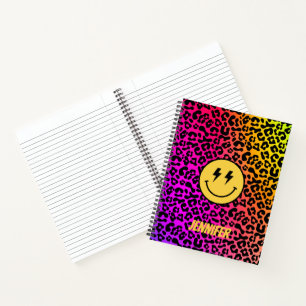 Aanpasbare 90s Retro Regenboog Luipaardprint Notitieboek