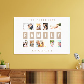 Aanpasbare 9 Foto Familie Moderne Collage Muur Canvas Afdruk