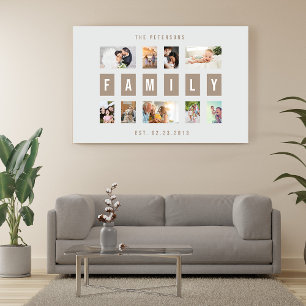 Aanpasbare 9 Foto Familie Moderne Collage Muur Canvas Afdruk