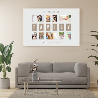 Aanpasbare 9 Foto Familie Moderne Collage Muur Canvas Afdruk