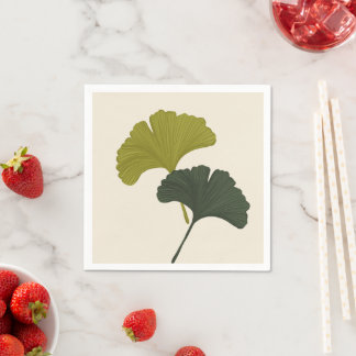 Aanpasbare achtergrondkleuren voor Ginkgo-bladeren Servet