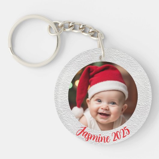 Aanpasbare Acryl Cirkel Baby Eerste Kerstmis Sleutelhanger (Voorkant)