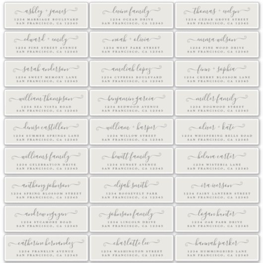 Aanpasbare adreslabels voor huwelijksgasten sticker (Voorkant)
