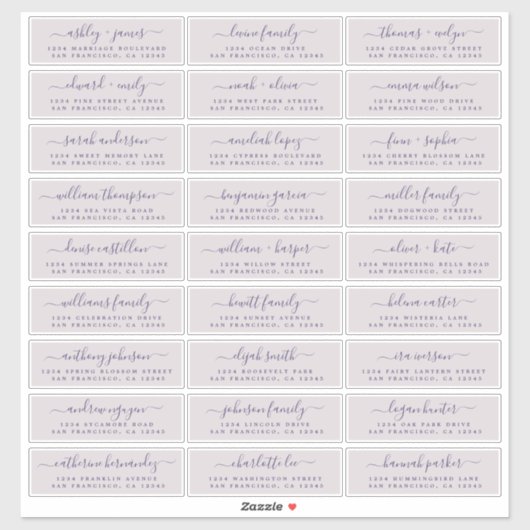 Aanpasbare adreslabels voor huwelijksgasten sticker (Vel)