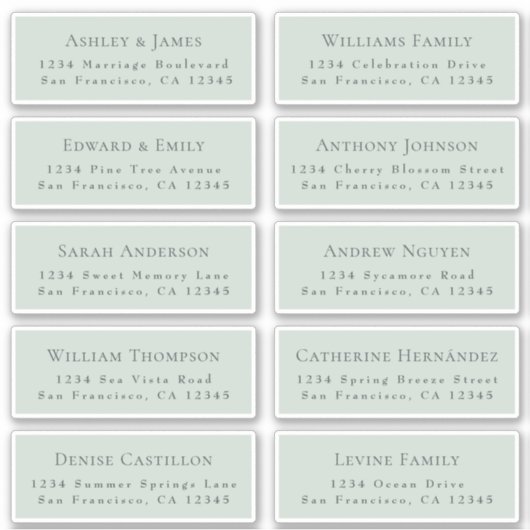 Aanpasbare adreslabels voor huwelijksgasten sticker (Voorkant)