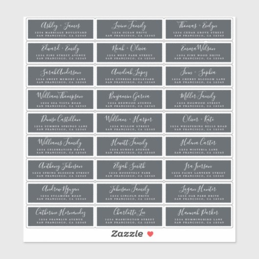 Aanpasbare adreslabels voor huwelijksgasten sticker (Vel)