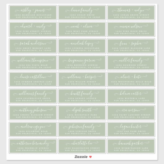 Aanpasbare adreslabels voor huwelijksgasten sticker (Vel)