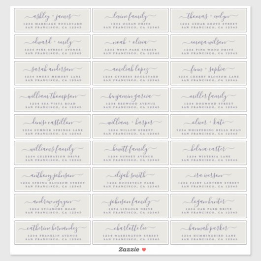 Aanpasbare adreslabels voor huwelijksgasten sticker (Vel)
