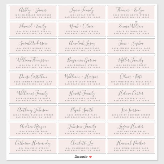 Aanpasbare adreslabels voor huwelijksgasten sticker (Vel)
