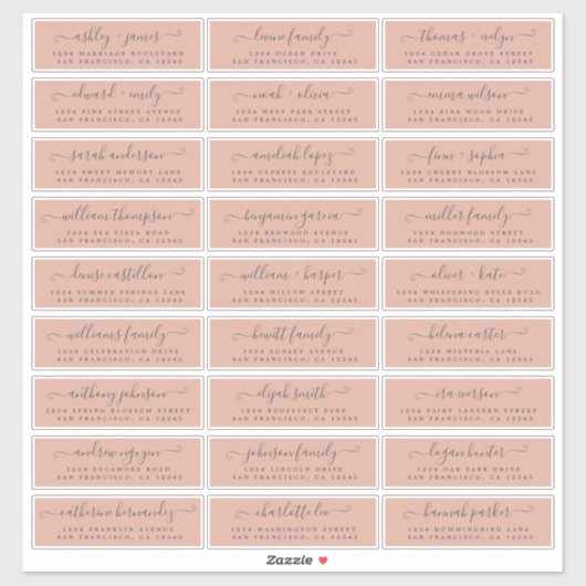Aanpasbare adreslabels voor huwelijksgasten sticker (Vel)