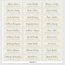Aanpasbare adreslabels voor huwelijksgasten sticker