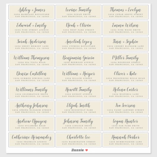 Aanpasbare adreslabels voor huwelijksgasten sticker (Vel)
