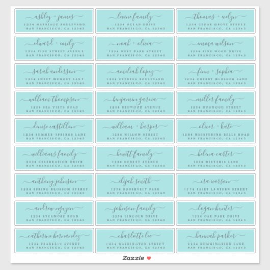 Aanpasbare adreslabels voor huwelijksgasten sticker (Vel)