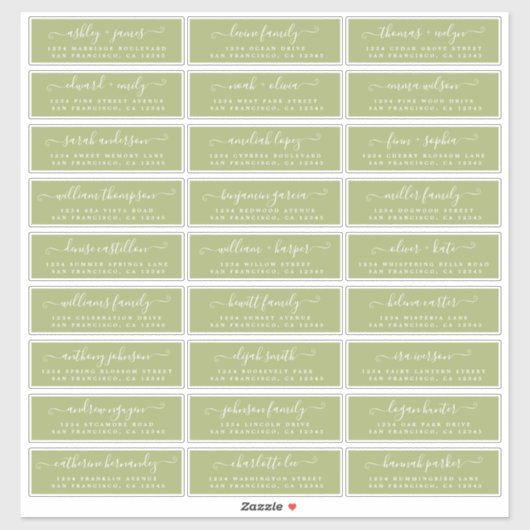 Aanpasbare adreslabels voor huwelijksgasten sticker (Vel)