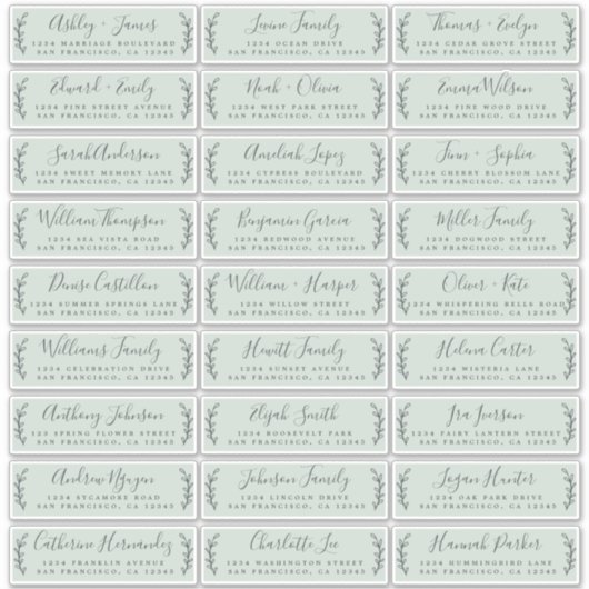 Aanpasbare adreslabels voor huwelijksgasten sticker (Voorkant)