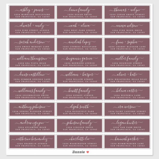 Aanpasbare adreslabels voor huwelijksgasten sticker (Vel)