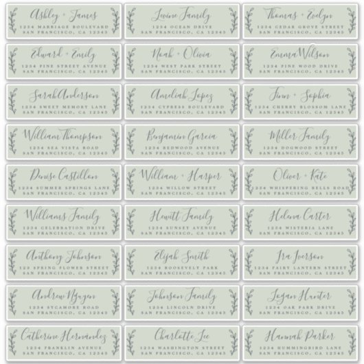 Aanpasbare adreslabels voor huwelijksgasten sticker (Voorkant)
