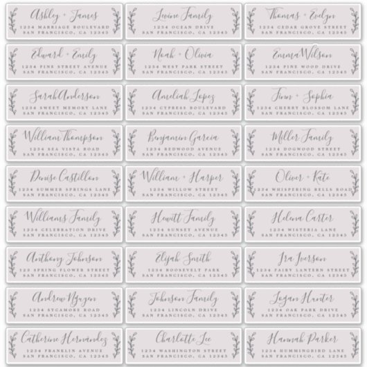 Aanpasbare adreslabels voor huwelijksgasten sticker (Voorkant)