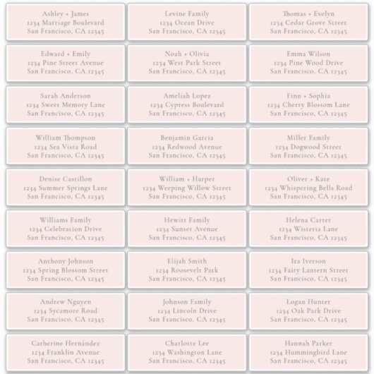 Aanpasbare adreslabels voor huwelijksgasten sticker (Voorkant)