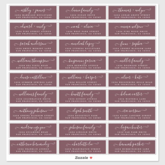 Aanpasbare adreslabels voor huwelijksgasten sticker (Vel)