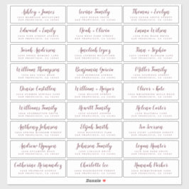 Aanpasbare adreslabels voor huwelijksgasten sticker