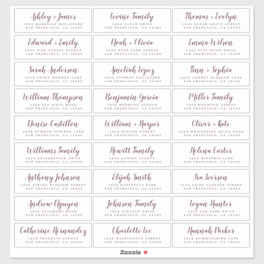 Aanpasbare adreslabels voor huwelijksgasten sticker (Vel)
