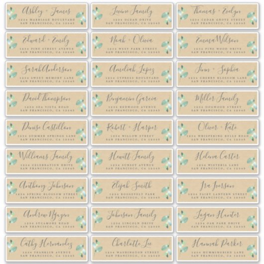 Aanpasbare adreslabels voor huwelijksgasten sticker (Voorkant)